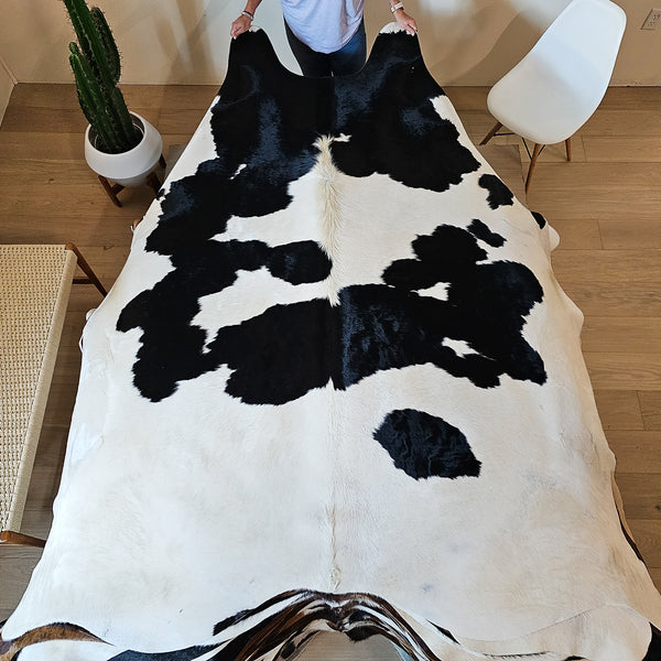 Natural Brazilian  Black And White Cowhide Rug Size X Large 2500 , Stain Resistant Fur | eCowhides
