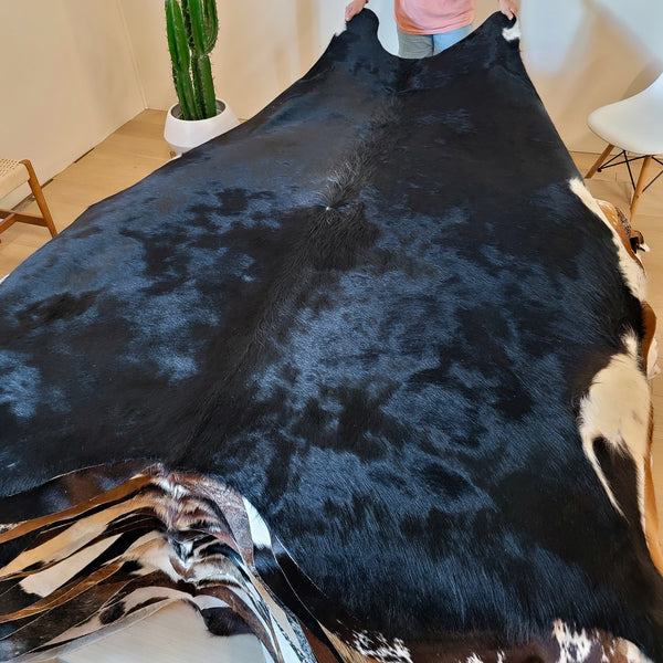 Natural Brazilian Black Cowhide Rug Size Xx Large 2791 , Stain Resistant Fur | eCowhides
