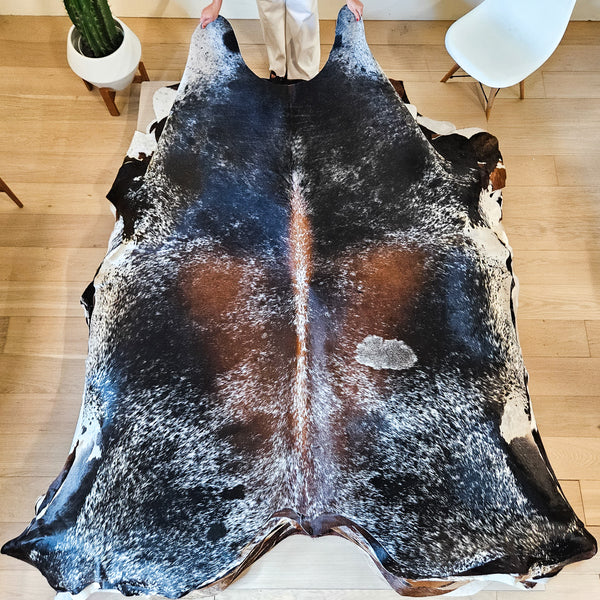 Natural Brazilian Brown Speckled Cowhide Rug Size X Large 3406 , Stain Resistant Fur | eCowhides
