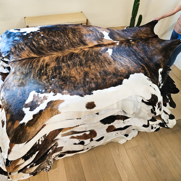 Tricolor Cowhide Rug Size X Large 3753 , Stain Resistant Fur | eCowhides