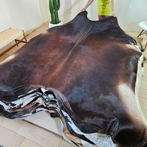 Natural Brazilian Chocolate Cowhide Rug Size X Large 2321 , Stain Resistant Fur | eCowhides