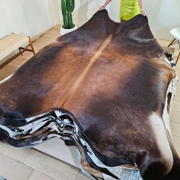 Natural Brazilian Chocolate Cowhide Rug Size X Large 2327 , Stain Resistant Fur | eCowhides