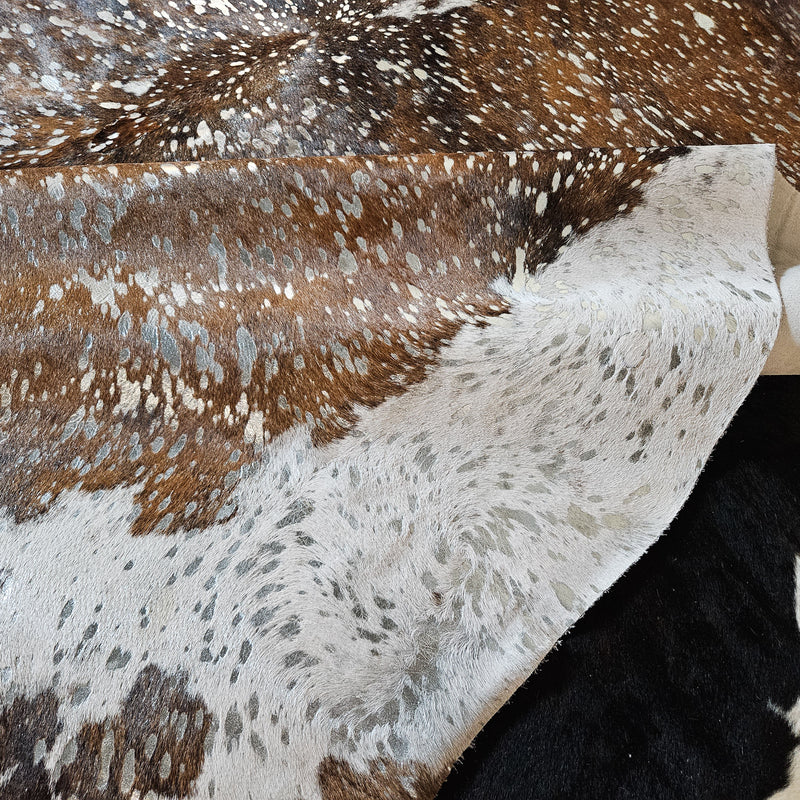 Tricolor Metallic Cowhide Rug Size X Large 4404 , Stain Resistant Fur | eCowhides