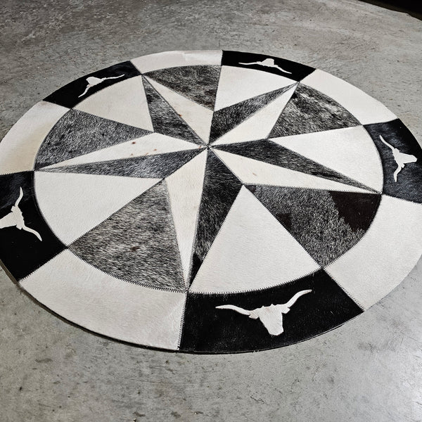 Texas Cowhide Star Round Rug Size 40 Inches S-3  | eCowhides