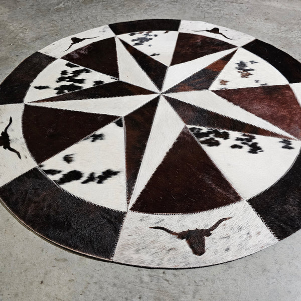Texas Cowhide Star Round Rug Size 40 Inches S-5  | eCowhides