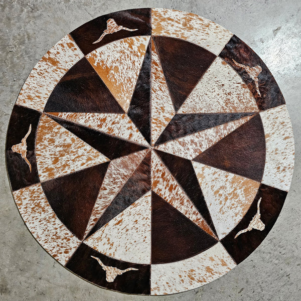 Texas Cowhide Star Round Rug Size 40 Inches S-14  | eCowhides