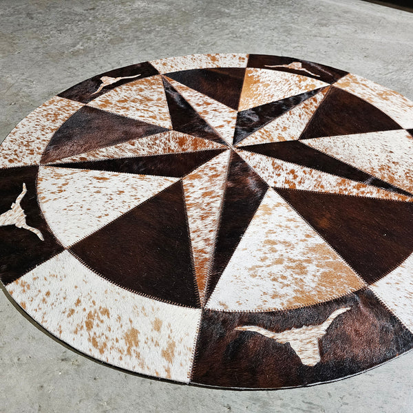 Texas Cowhide Star Round Rug Size 40 inches S-14