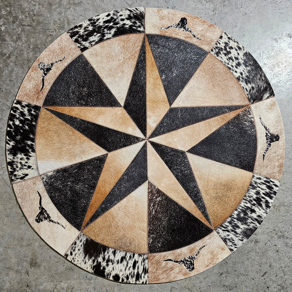 Texas Cowhide Star Round Rug Size 40 Inches S-27  | eCowhides