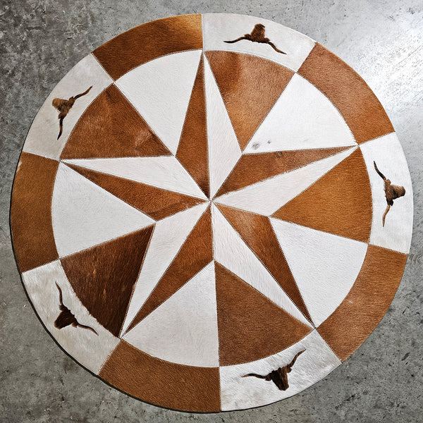 Texas Cowhide Star Round Rug Size 40 Inches S-29  | eCowhides