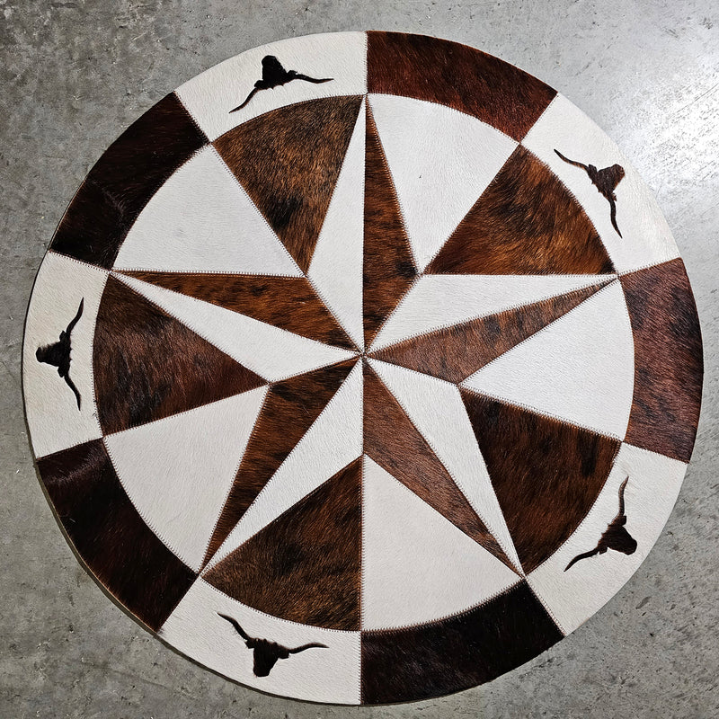 Texas Cowhide Star Round Rug Size 40 Inches S-34  | eCowhides