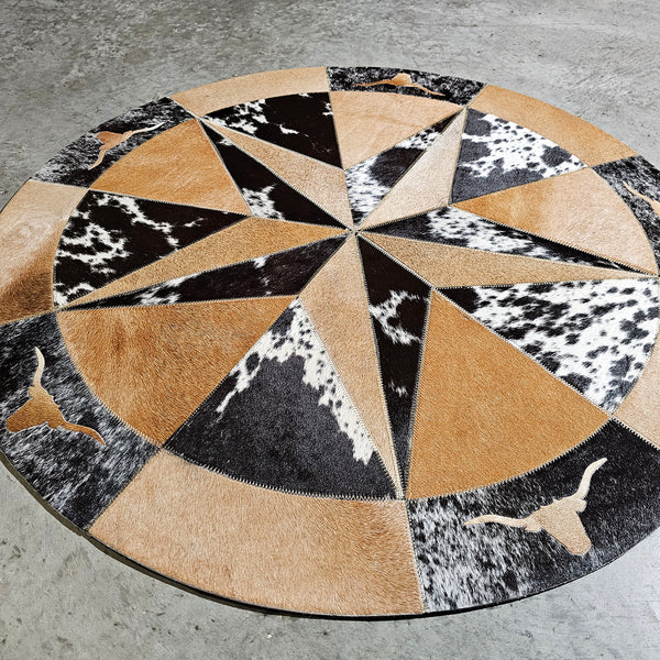 Texas Cowhide Star Round Rug Size 40 Inches S-35  | eCowhides