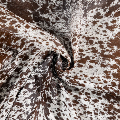 Vintage Chocolate and White Cowhide Rug Size 7'3" L x 6'11" W 2073