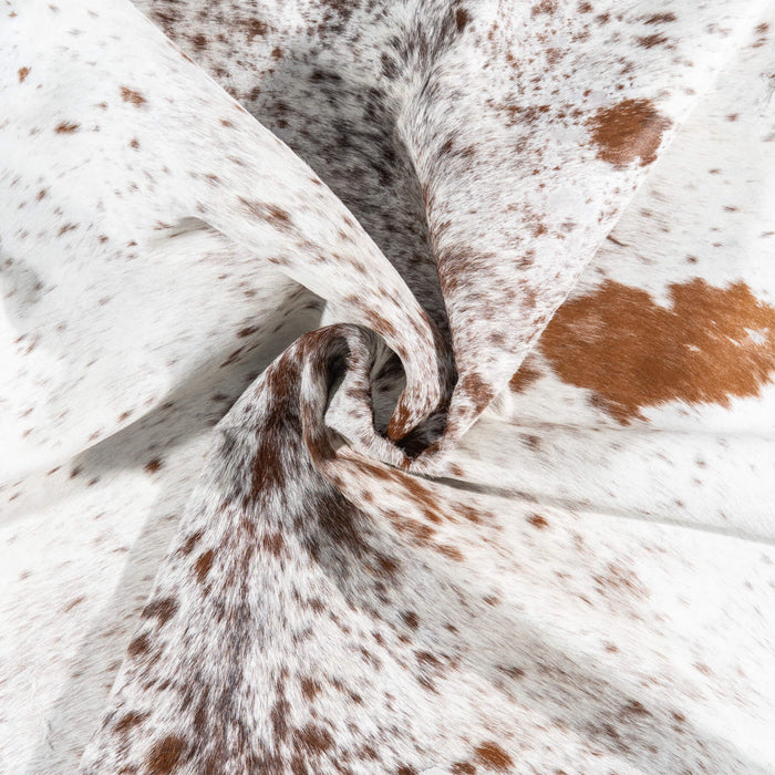 Vintage Brown Salt and Pepper Cowhide Rug Size 7'8" L x 7'2" W 2079