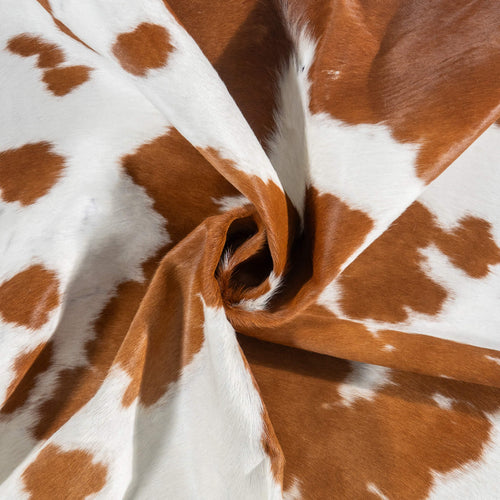 Vintage Brown and White Cowhide Rug Size 7'6" L x 6'5" W 2083