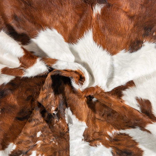Vintage Tricolor Cowhide Rug Size 6'8" L x 5'11" W 2085