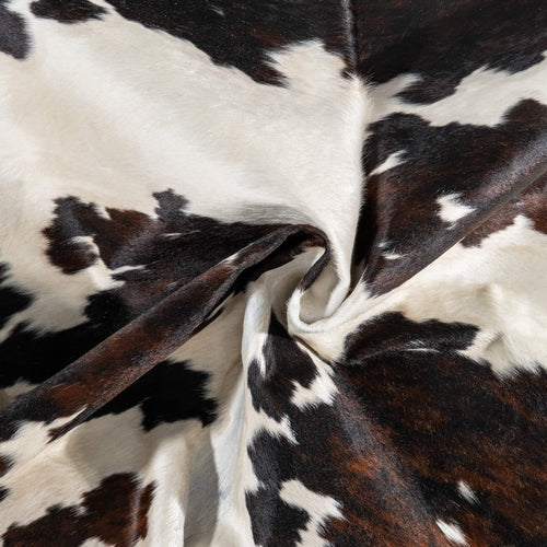 Vintage White Tricolor Cowhide Rug Size 7'5" L x 6'6" W 2094