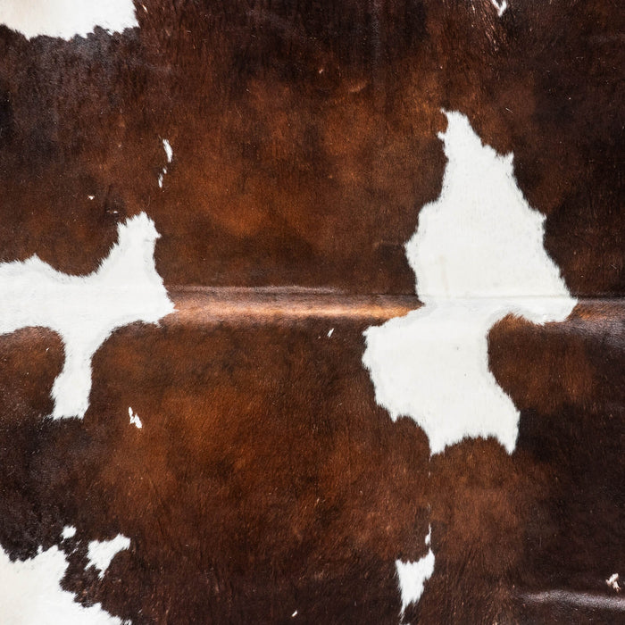 Vintage Chocolate and White Cowhide Rug Size 7'5" L x 7'3" W 2112