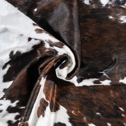 Vintage Tricolor Cowhide Rug Size 6'11" L x 6'2" W 2117