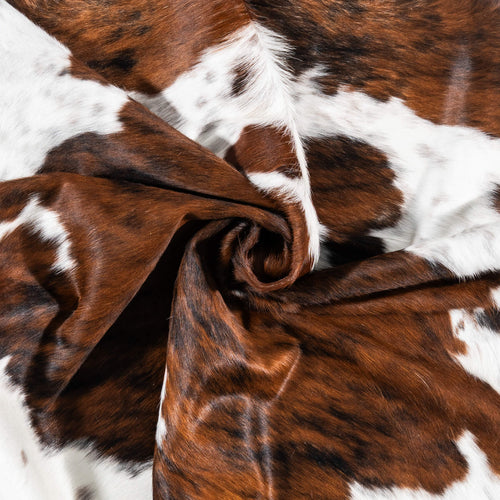 Vintage Tricolor Cowhide Rug Size 6'11" L x 5'10" W 2118