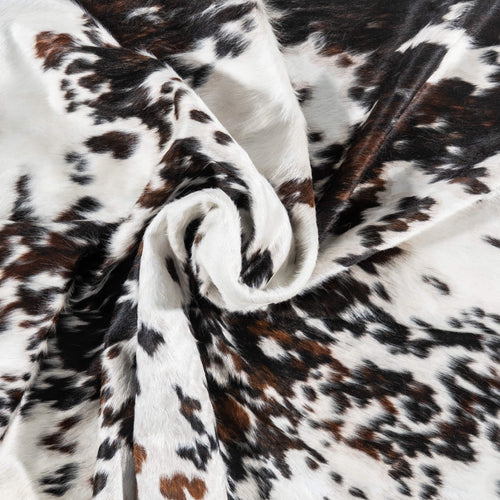 Vintage White Tricolor Cowhide Rug Size 8'1" L x 7'4" W 2122