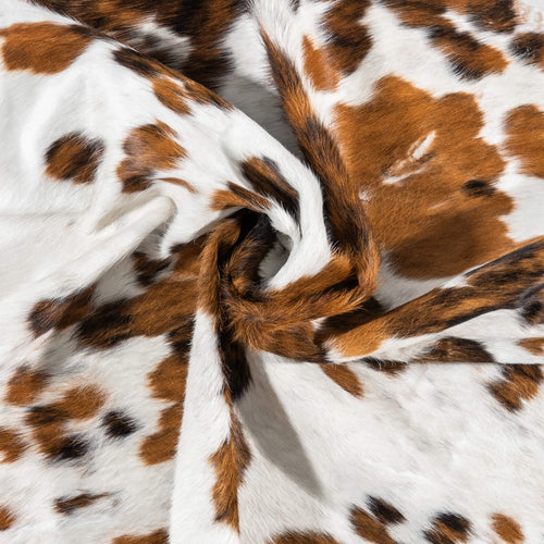 Vintage White Tricolor Cowhide Rug Size 6'11" L x 6'1" W 2128