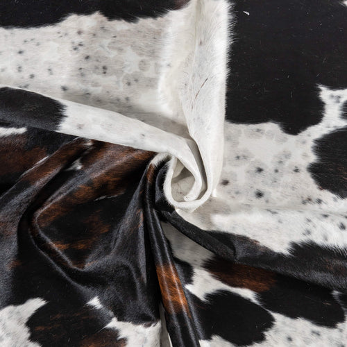 Vintage White Tricolor Cowhide Rug Size 7'3" L x 7'3" W 2133