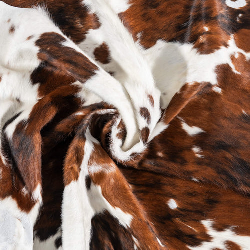 Vintage Tricolor Cowhide Rug Size 6'11" L x 6'5" W 2140