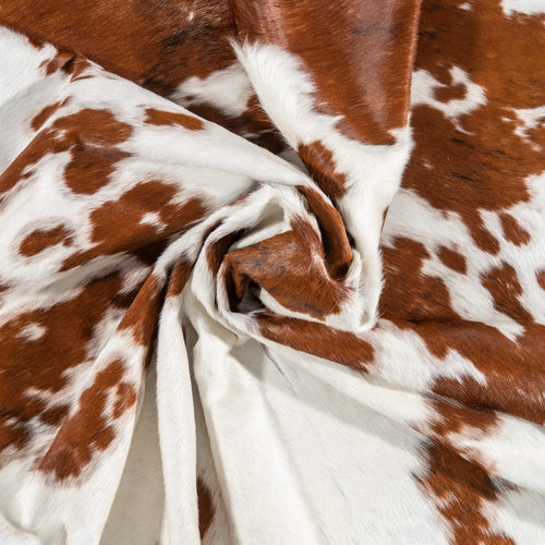 Vintage White Tricolor Cowhide Rug Size 7'9" L x 7'0" W 2161