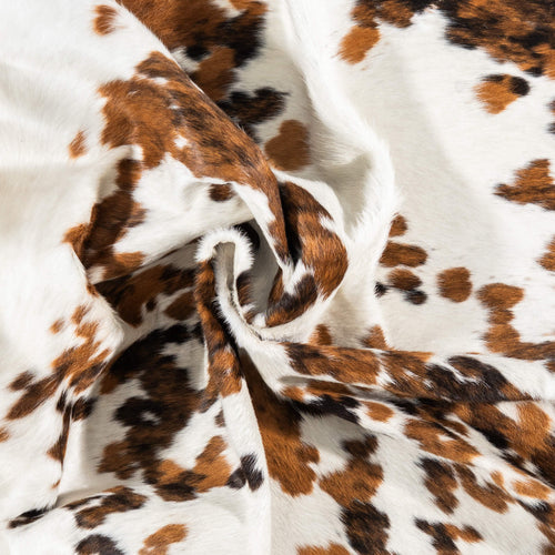 Vintage White Tricolor Cowhide Rug Size 7'1" L x 5'5" W 2210