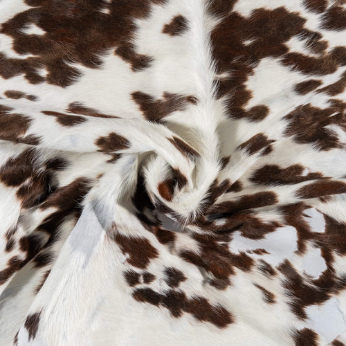 Vintage White Tricolor Cowhide Rug Size 6'8" L x 6'2" W 2221