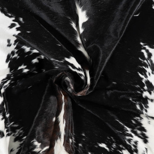 Vintage Dark Tricolor Cowhide Rug Size 8'0" L x 6'10" W 2228