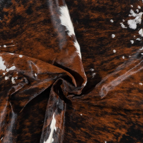 Vintage Tricolor Brindle Mix Cowhide Rug Size 7'11" L x 6'5" W 2229