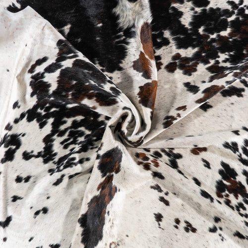 Vintage White Tricolor Cowhide Rug Size 8'2" L x 7'2" W 2235