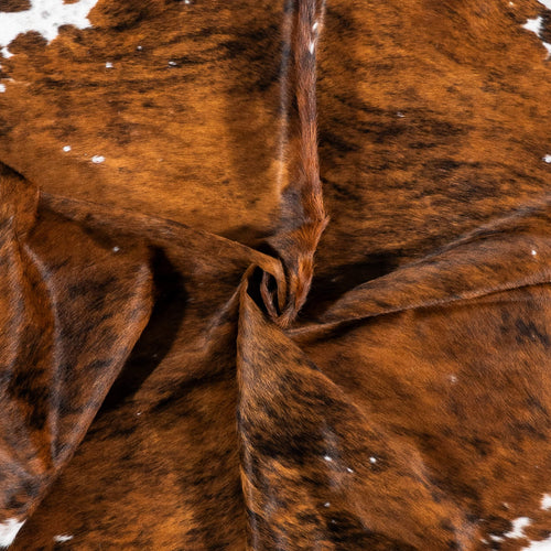 Vintage Tricolor Brindle Mix Cowhide Rug Size 7'8" L x 6'6" W 2237