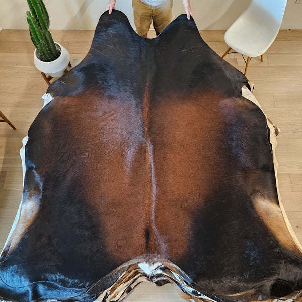 Natural Brazilian Chocolate Cowhide Rug Size X Large 2317 , Stain Resistant Fur | eCowhides
