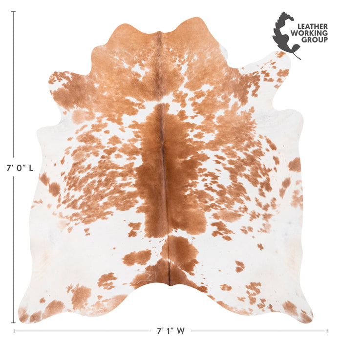 Brazilian Palomino and White Cowhide Rug Size 7'0" L x 7'1" W 2361