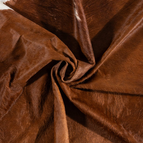 Brazilian Brown and White Cowhide Rug Size 7'7" L x 6'6" W 2382