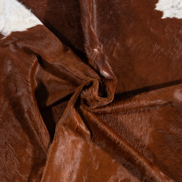Brazilian Brown and White Cowhide Rug Size 7'7" L x 6'6" W 2386