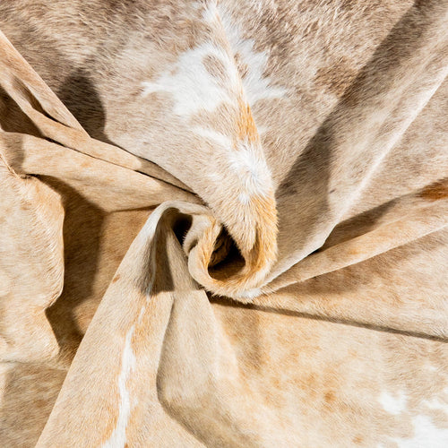 Brazilian Palomino and White Cowhide Rug Size 7'7" L x 6'7" W 2401