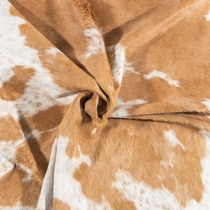 Brazilian Palomino and White Cowhide Rug Size 6'9" L x 6'5" W 2407