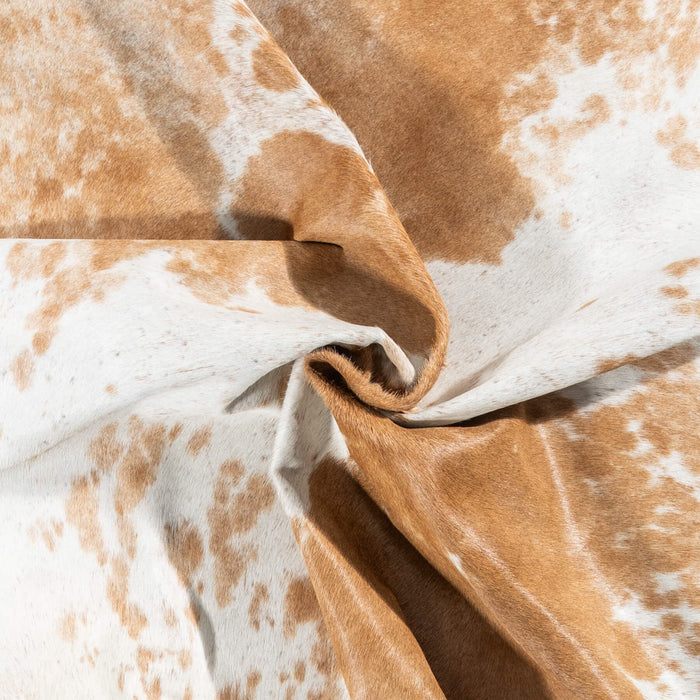 Brazilian Palomino and White Cowhide Rug Size 6'10" L x 5'6" W 2419