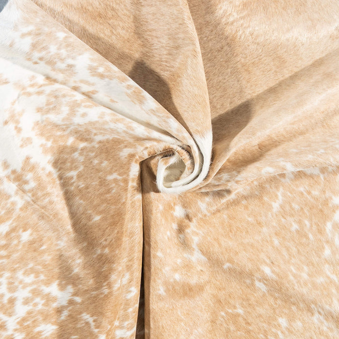Brazilian Palomino and White Cowhide Rug Size 7'1" L x 6'3" W 2422