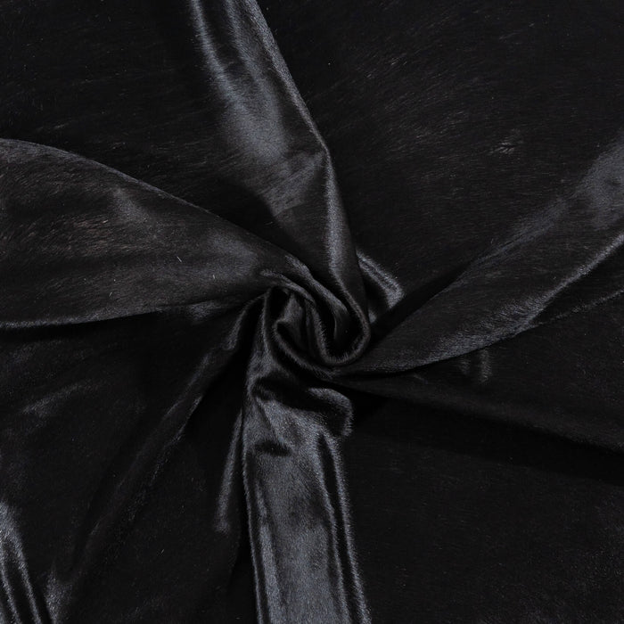Brazilian Solid Black Cowhide Rug Size 6'8" L x 5'7" W 2425
