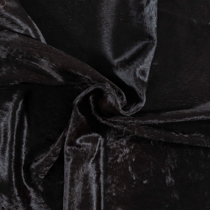 Brazilian Solid Black Cowhide Rug Size 6'9" L x 5'11" W 2429