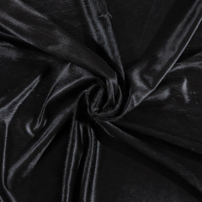 Brazilian Solid Black Cowhide Rug Size 7'0" L x 6'10" W 2443