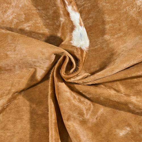Brazilian Palomino and White Cowhide Rug Size 7'1" L x 7'0" W 2509
