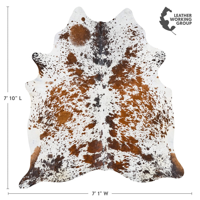Brazilian Chocolate and White Cowhide Rug Size 7'10" L x 7'1" W 2591
