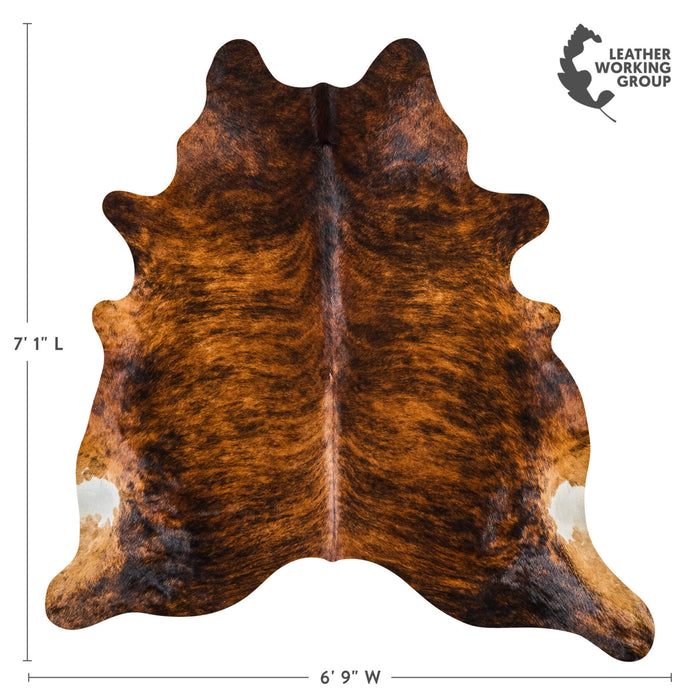 Brazilian Brindle Cowhide Rug Size 7'1" L x 6'9" W 2606
