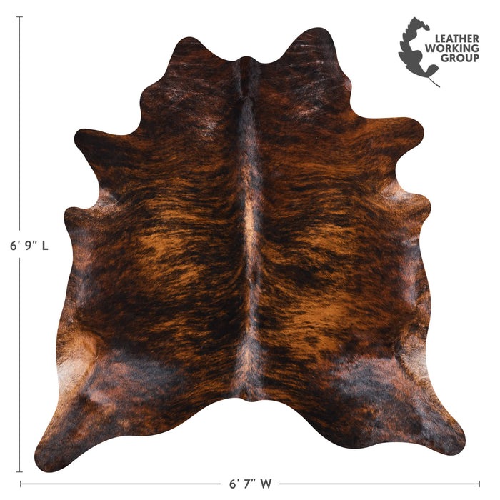 Brazilian Brindle Cowhide Rug Size 6'9" L x 6'7" W 2609