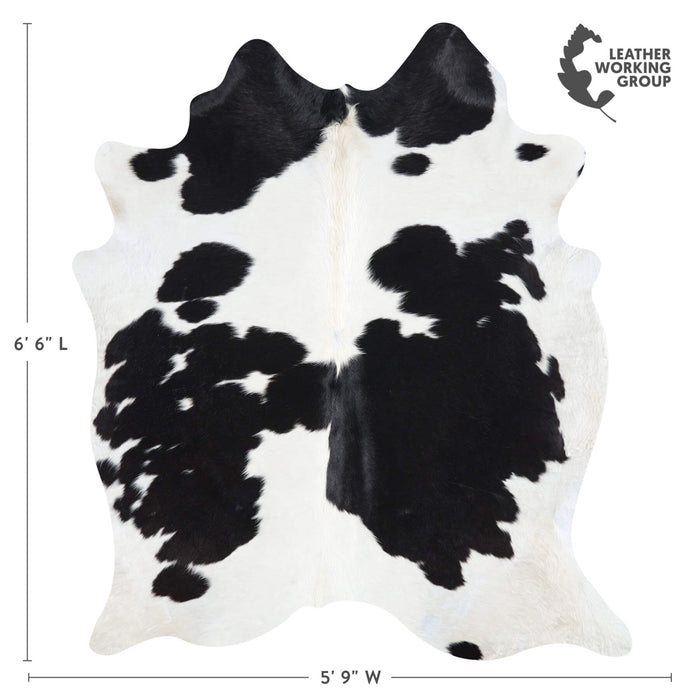 Brazilian Black and White Cowhide Rug Size 6'6" L x 5'9" W 2633